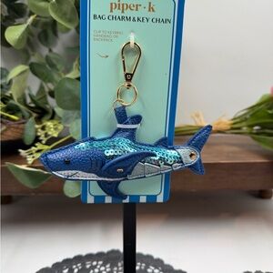 Piper Blue and Silver Shark Key Chain